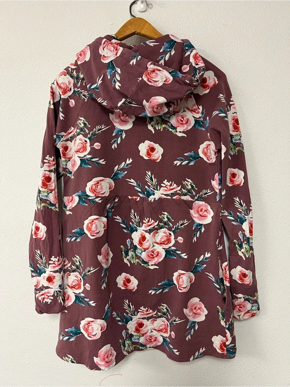 Latched Mama Tulip Front Cotton Floral Hoodie Lift Up Nursing Access Size M - Picture 3 of 9